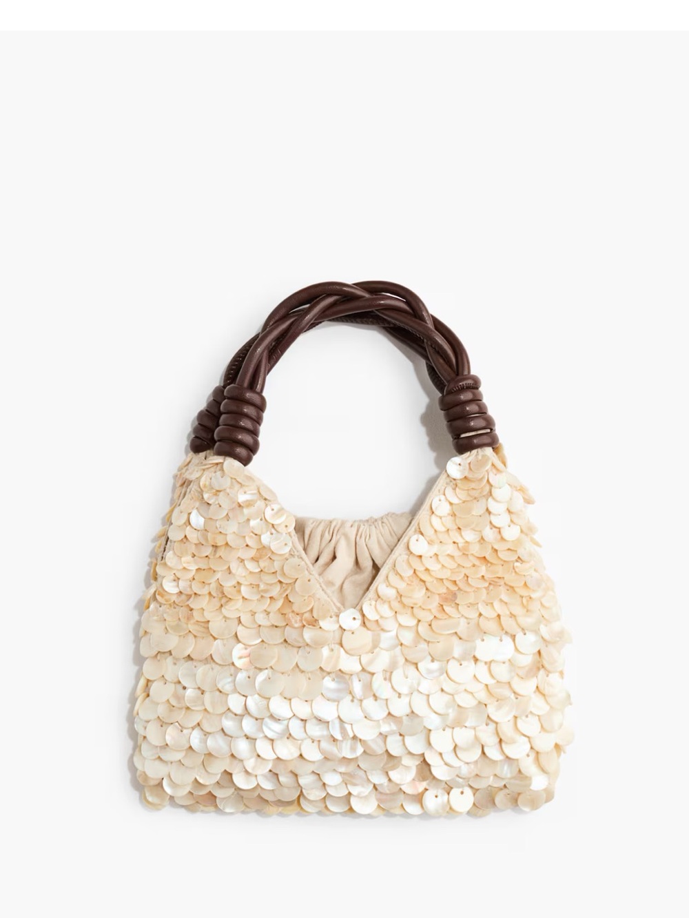 NWT Sequin-Embellished Tote Bag with Braided Handle